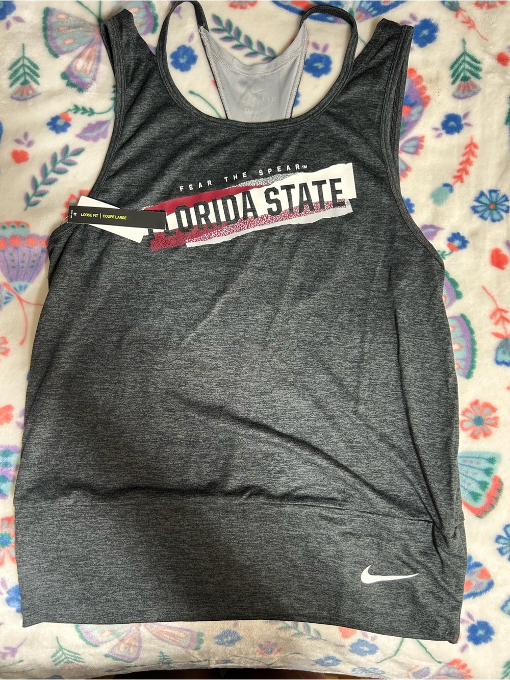 Nike Dark Gray Florida State Athletic Tank with Maroon Accent